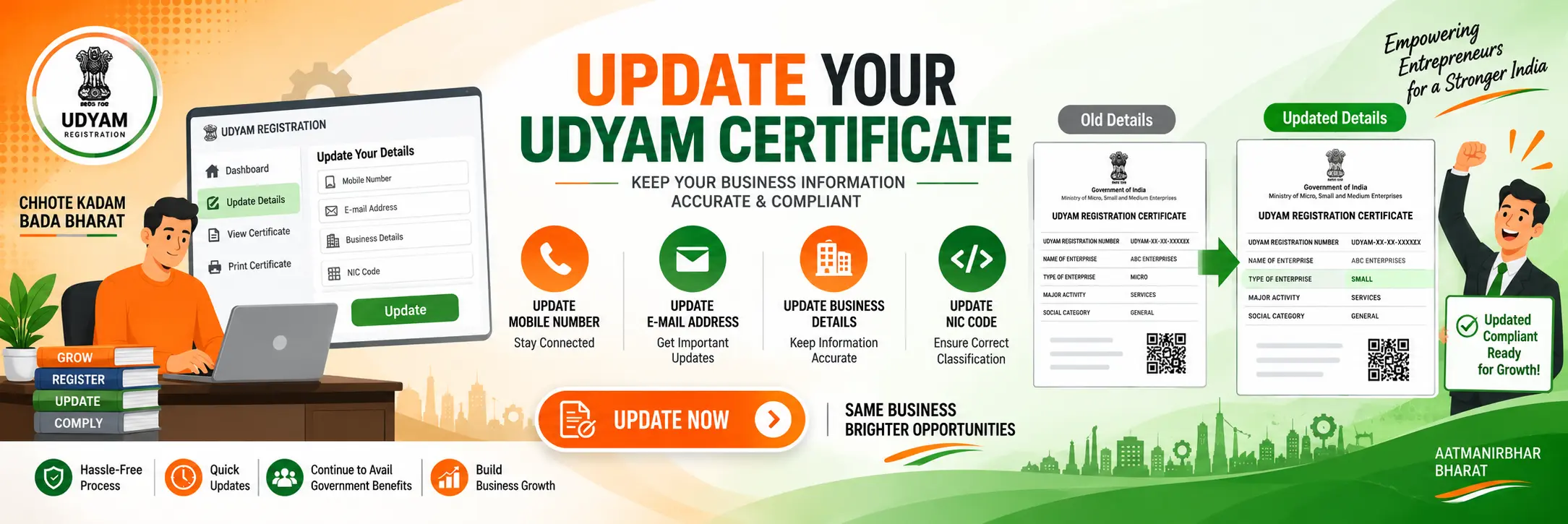 update or edit udyam registration certificate online